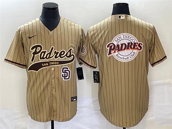 Men's San Diego Padres TanTeam Big Logo In Back Cool Base With Patch Stitched Baseball Jersey