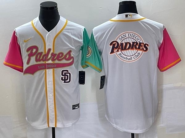 Men's San Diego Padres White Team Big PADRESLogo City Connect Cool Base With Patch Stitched Baseball Jersey