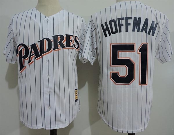 Men's Throwback San Diego Padres #51 Trevor Hoffman White Cooperstown Collection MLB Jersey