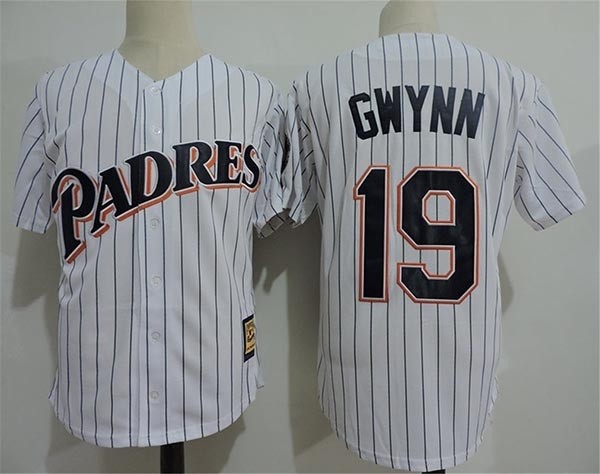 Men's Throwback San Diego Padres #19 Tony Gwynn White Cooperstown Collection MLB Jersey