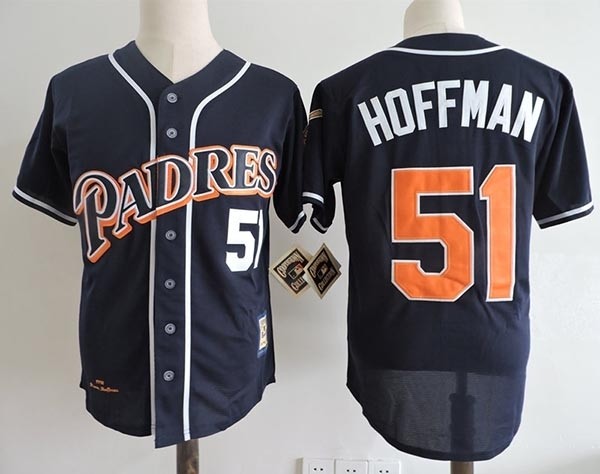 Men's Throwback San Diego Padres #51 Trevor Hoffman Navy 1998 Mitchell & Ness Jersey