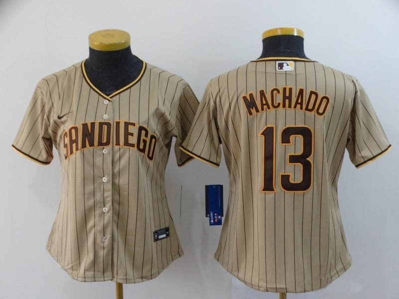 Women San Diego Padres #13 Manny Machado Grey 2020 Nike Cool Base Jersey