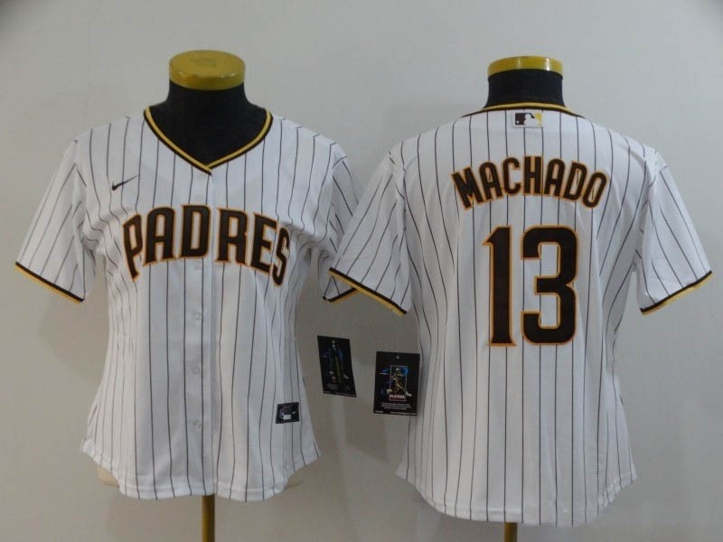 Women San Diego Padres #13 Manny Machado White 2020 Nike Cool Base Jersey