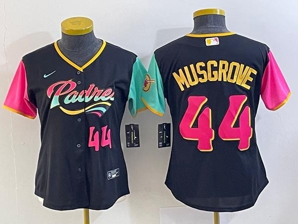 Women's San Diego Padres #44 Joe Musgrove Black City Connect With front Number Stitched Baseball Jersey(Run Small)