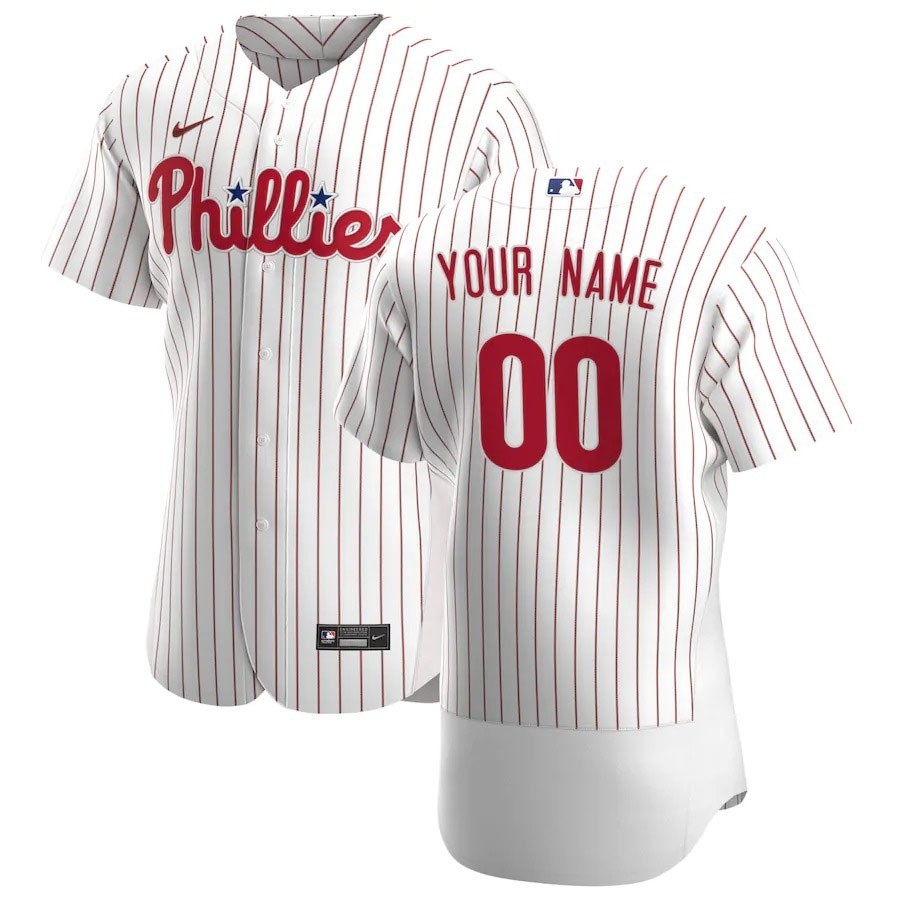 Men's Philadelphia Phillies Custom Nike White Home 2020 Authentic Flexbase MLB Jersey(Name and number remark in comment column)