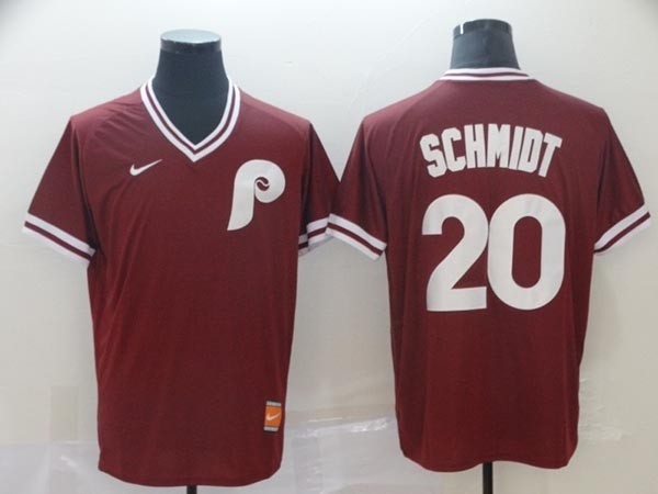 MLB Philadelphia Phillies #20 Mike Schmidt Red Nike Throwback Jersey