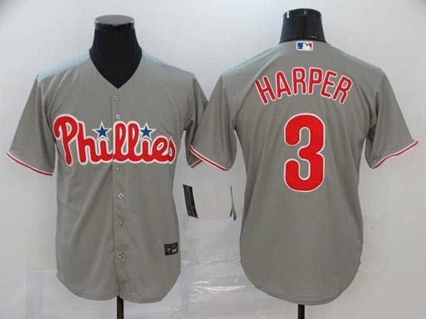 MLB Philadelphia Phillies #3 Bryce Harper Grey 2020 Nike Cool Base Jersey