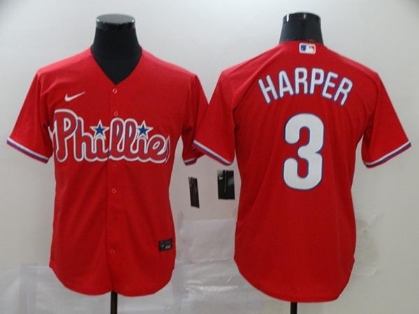 MLB Philadelphia Phillies #3 Bryce Harper Red 2020 Nike Cool Base Jersey