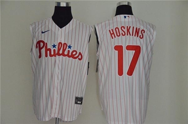 MLB Philadelphia Phillies #17 Rhys Hoskins White Nike Cool Base Sleeveless Jersey