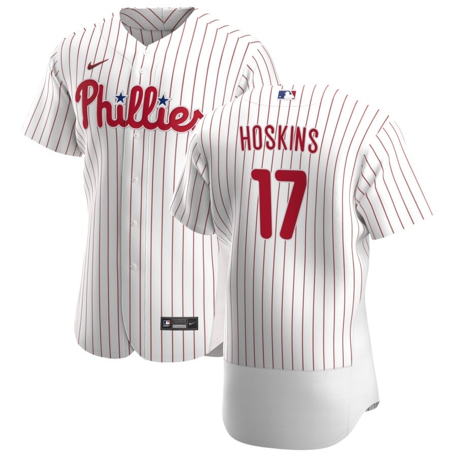 Men's Philadelphia Phillies #17 Rhys Hoskins Nike White Home 2020 Authentic Player MLB Jersey