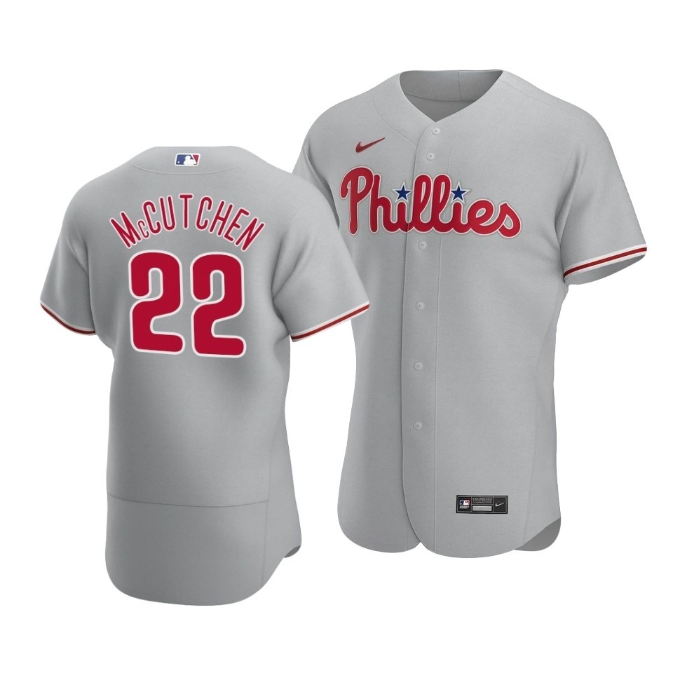 Men's Philadelphia Phillies #22 Andrew McCutchen Nike Gray Road 2020 Authentic Player MLB Jersey