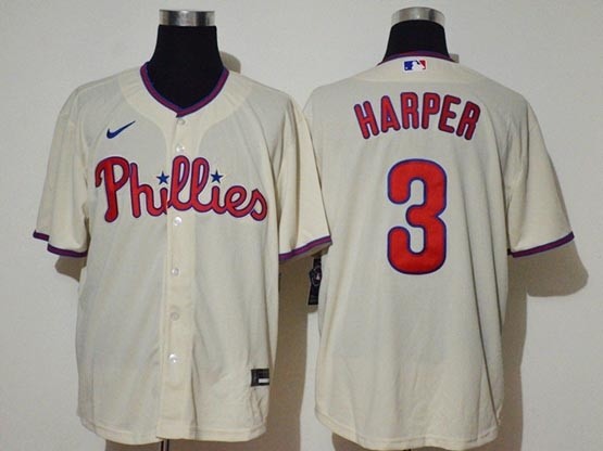 Philadelphia Phillies #3 Bryce Harper Cream 2020 Cool Base Jersey