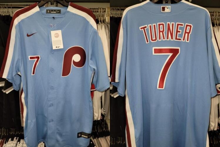 Men's Philadelphia Phillies #7 Trea Turner Nike Light Blue Alternate MLB Jersey