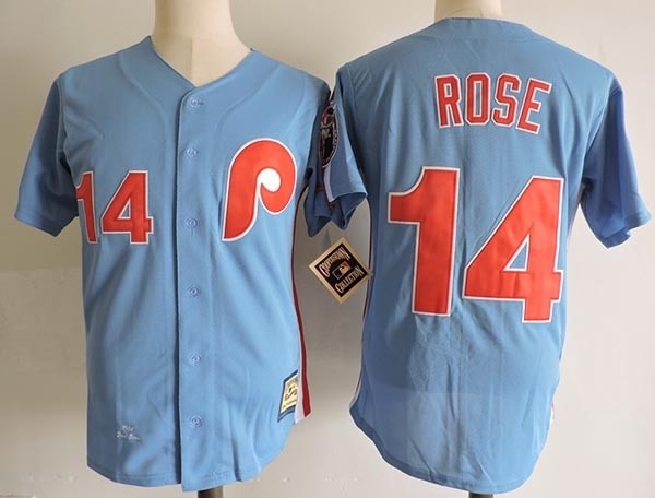 Men's Throwback Philadelphia Phillies #14 Pete Rose Blue Cooperstown Collection MLB Jersey