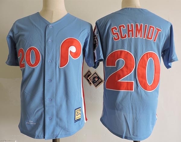 Men's Throwback Philadelphia Phillies #20 Mike Schmidt Blue Cooperstown Collection MLB Jersey