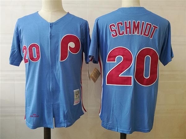 Men's Throwback Philadelphia Phillies #20 Mike Schmidt Blue 1983 Mitchell & Ness Jersey