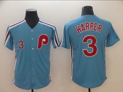 MLB Philadelphia Phillies Bryce Harper #3 Blue Throwback jersey