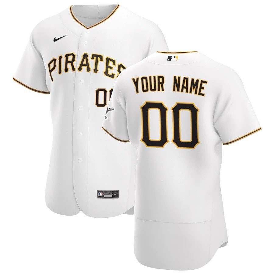 Men's Pittsburgh Pirates Custom Nike White Home 2020 Authentic Flexbase MLB Jersey(Name and number remark in comment column)