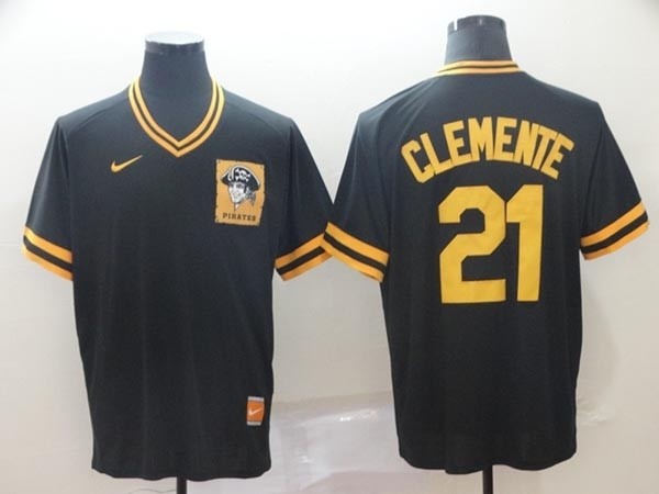 MLB Pittsburgh Pirates #21 Roberto Clemente Black Nike Throwback Jersey