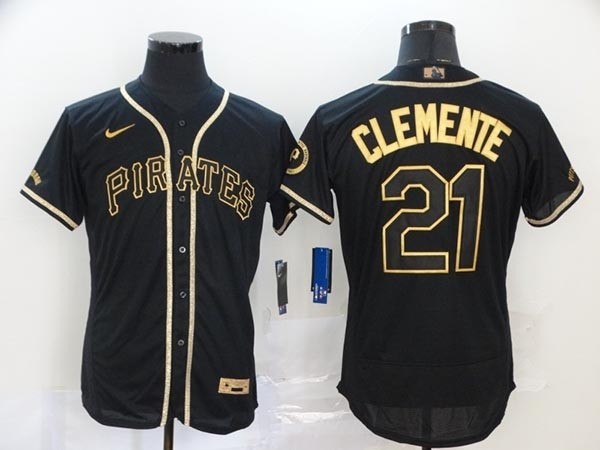 MLB Pittsburgh Pirates #21 Roberto Clemente Black Gold 2020 Nike Flexbase Jersey