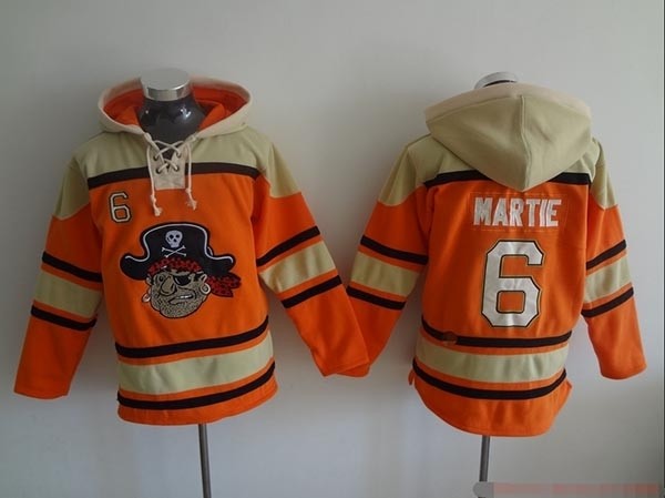 MLB Pittsburgh Pirates #6 Starling Marte Orange All Stitched Hooded Sweatshirt