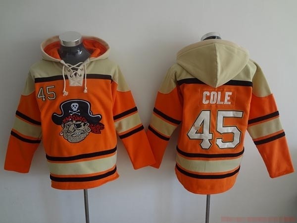 MLB Pittsburgh Pirates #45 Gerrit Cole Orange All Stitched Hooded Sweatshirt