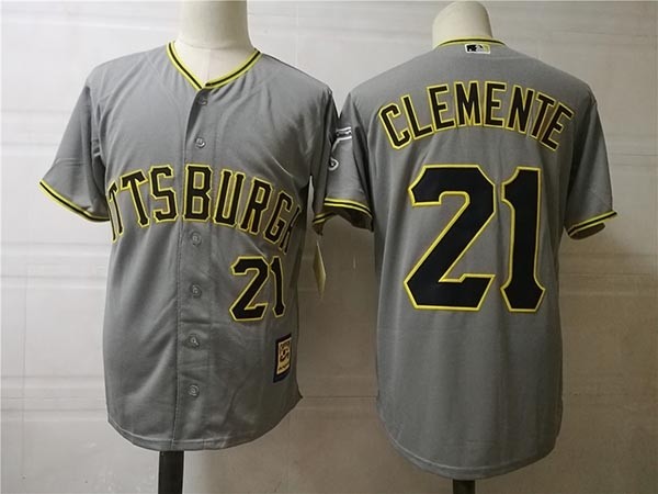 Men's Throwback Pittsburgh Pirates #21 Roberto Clemente Grey Cooperstown Collection MLB Jersey