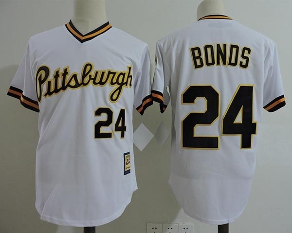 Men's Throwback Pittsburgh Pirates #24 Barry Bonds White Pullover Jersey