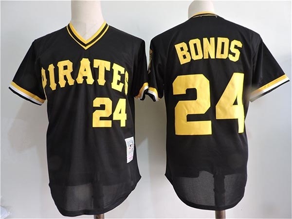 Men's Throwback Pittsburgh Pirates #24 Barry Bonds Black Cooperstown Collection MLB Jersey