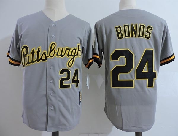 Men's Throwback Pittsburgh Pirates #24 Barry Bonds Grey Cooperstown Collection MLB Jersey