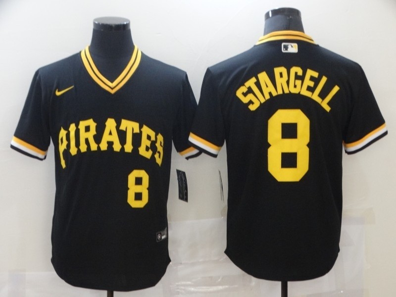 Men's Pittsburgh Pirates # 8 Willie Stargell Black Mesh Batting Practice Throwback Nike Jersey