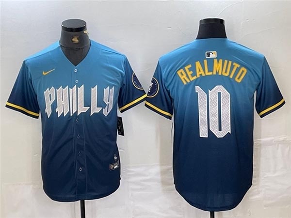 Men's Philadelphia Phillies #10 J.T. Realmuto Blue 2024 City Connect Limited Jersey