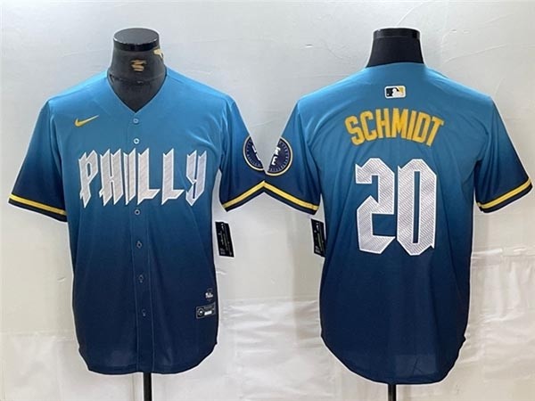 Men's Philadelphia Phillies #20 Mike Schmidt Blue 2024 City Connect Limited Jersey