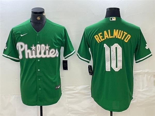 Men's Philadelphia Phillies #10 J.T. Realmuto Green St.Patricks Limited Jersey