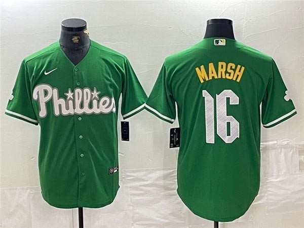 Men's Philadelphia Phillies #16 Brandon Marsh Green St.Patricks Limited Jersey