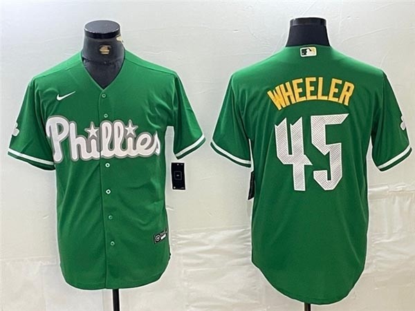 Men's Philadelphia Phillies #45 Zack Wheeler Green St.Patricks Limited Jersey