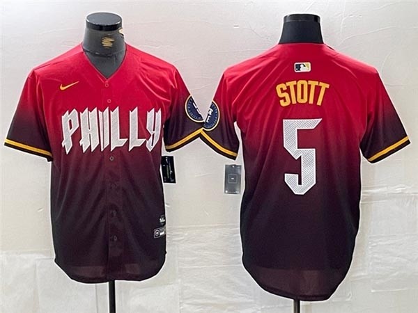 Men's Philadelphia Phillies #5 Bryson Stott Red 2024 City Connect Limited Jersey