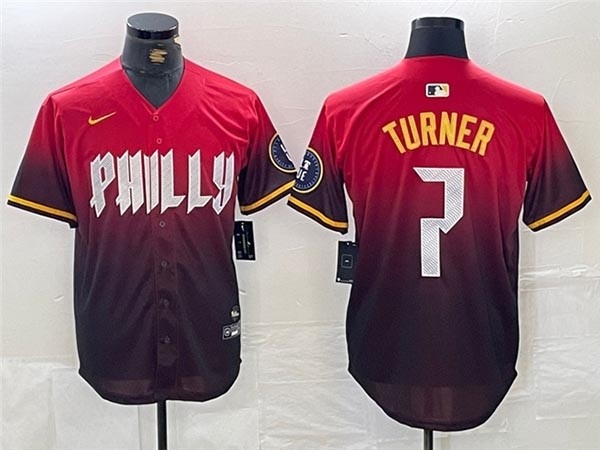 Men's Philadelphia Phillies #7 Trea Turner Red 2024 City Connect Limited Jersey