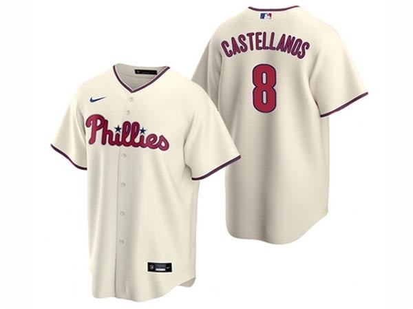 Men's Philadelphia Phillies #8 Nick Castellanos Cream Jersey