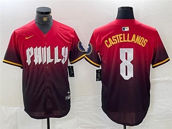 Men's Philadelphia Phillies #8 Nick Castellanos Red 2024 City Connect Limited Jersey