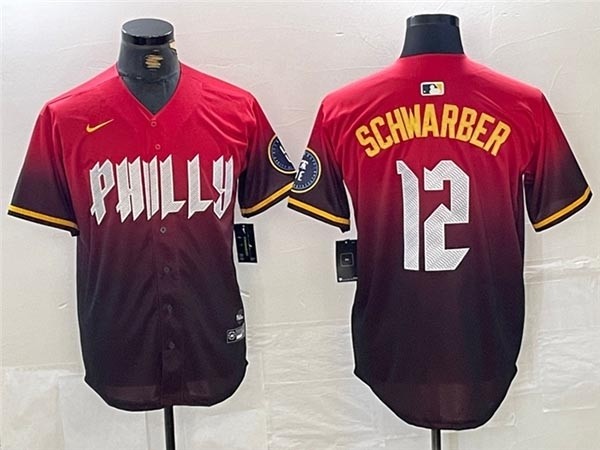 Men's Philadelphia Phillies #12 Kyle Schwarber Red 2024 City Connect Limited Jersey