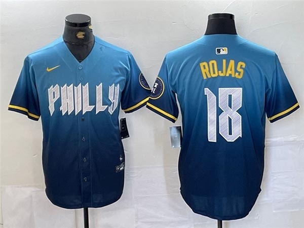 Men's Philadelphia Phillies #18 Johan Rojas Blue 2024 City Connect Limited Jersey