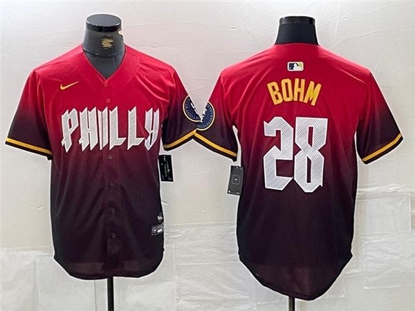 Men's Philadelphia Phillies #28 Alec Bohm Red 2024 City Connect Limited Jersey