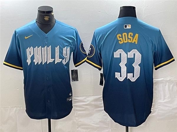 Men's Philadelphia Phillies #33 Edmundo Sosa Blue 2024 City Connect Limited Jersey