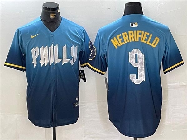 Men's Philadelphia Phillies #9 Whit Merrifield Blue 2024 City Connect Limited Jersey