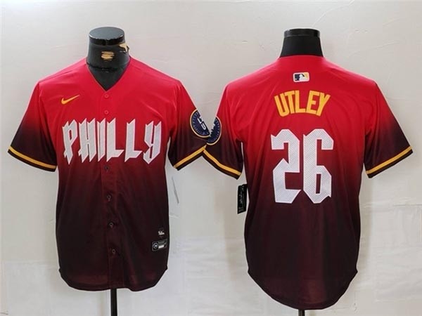 Men's Philadelphia Phillies #26 Chase Utley Red 2024 City Connect Limited Jersey