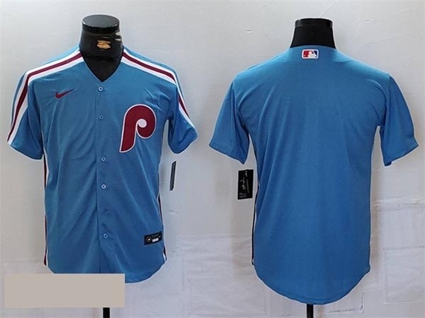 Men's Philadelphia Phillies Blank Light Blue Cool Base Stitched Jersey