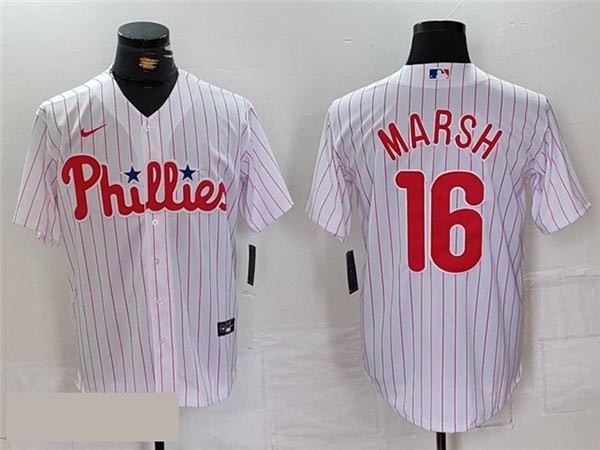 Men's Philadelphia Phillies #16 Brandon Marsh White Limited Jersey