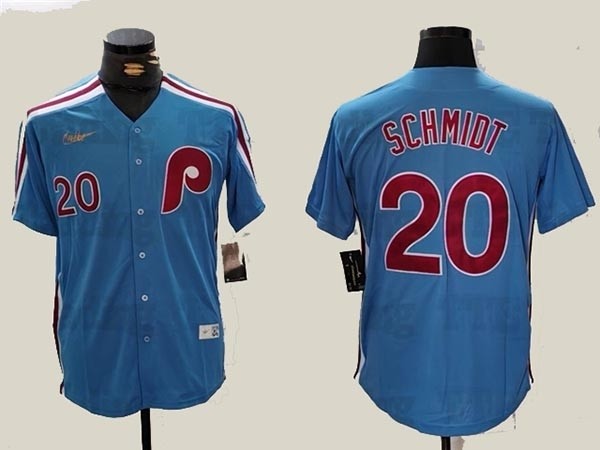 Men's Philadelphia Phillies #20 Mike Schmidt Light Blue Cooperstown Collection Jersey