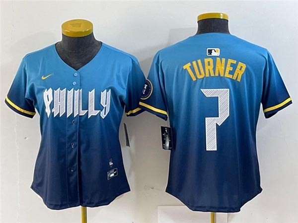 Women's Philadelphia Phillies #7 Trea Turner Blue 2024 City Connect Limited Jersey